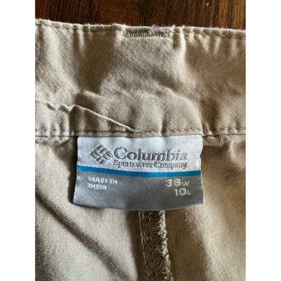 Columbia Tan Flat Front Chino Cotton Shorts 38" Waist 10" Inseam Hiking Outdoor - Picture 4 of 8